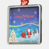 Sinterklaas en rendier metalen ornament (Links)