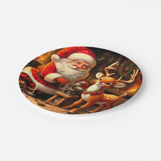 Sinterklaas en rendier papieren bordje (Gekanteld)