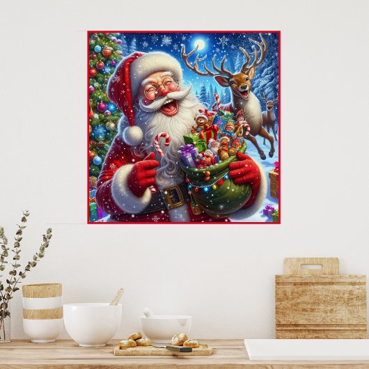 Sinterklaas en rendier poster (Keuken)