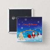 Sinterklaas en rendier vierkante button 5,1 cm (Voorkant /achterkant)