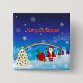 Sinterklaas en rendier vierkante button 5,1 cm (Voorkant)