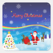 Sinterklaas en rendier vierkante sticker (Voorkant)