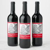 Sinterklaas en rendier wijn etiket (Flessen)