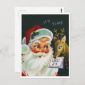 Sinterklaas en rendieren met kalender,  briefkaart (Voorkant / Achterkant)