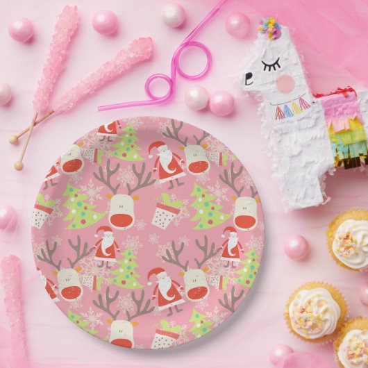 Sinterklaas en rendieren met kerstboom papieren bordje (Feest)