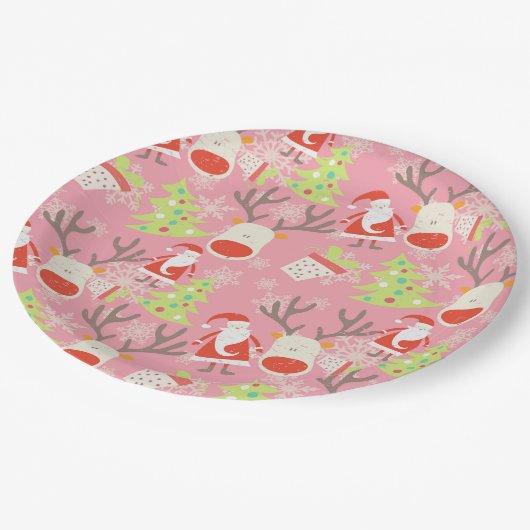 Sinterklaas en rendieren met kerstboom papieren bordje (Gekanteld)