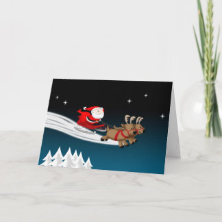 Sinterklaas en rendieren op slee Kerst Kaart