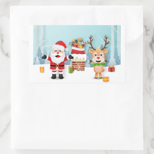 Sinterklaas en rendieren rechthoekige sticker (Tas)
