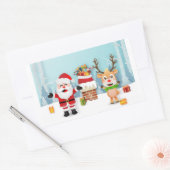 Sinterklaas en rendieren rechthoekige sticker (Envelop)