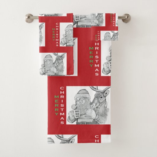 Sinterklaas en rendierkerstkerstkerstman bad handdoek (Insitu)