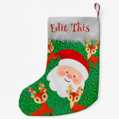 Sinterklaas en rendierschattige gepersonaliseerde  kleine kerstsok (Achterkant)