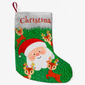 Sinterklaas en rendierschattige gepersonaliseerde  kleine kerstsok (Voorkant)