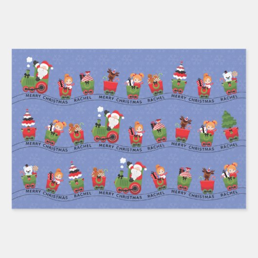 Sinterklaas en roodhond op trein inpakpapier vel (Voorkant 2)