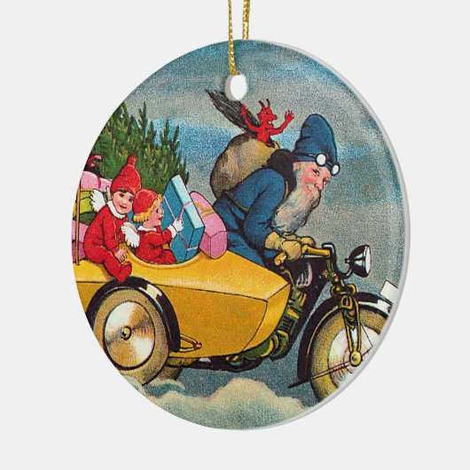 Sinterklaas en Sidecar Keramisch Ornament (Links)