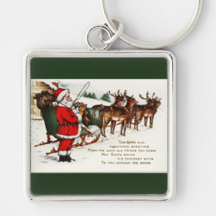 Sinterklaas en Slaap met rendiergroen Sleutelhanger