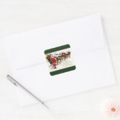 Sinterklaas en Slaap met rendiergroen Vierkante Sticker (Envelop)