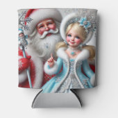 Sinterklaas en Sneeuw Mainen in een Winter Wonderl Blikjeskoeler (Voorkant)