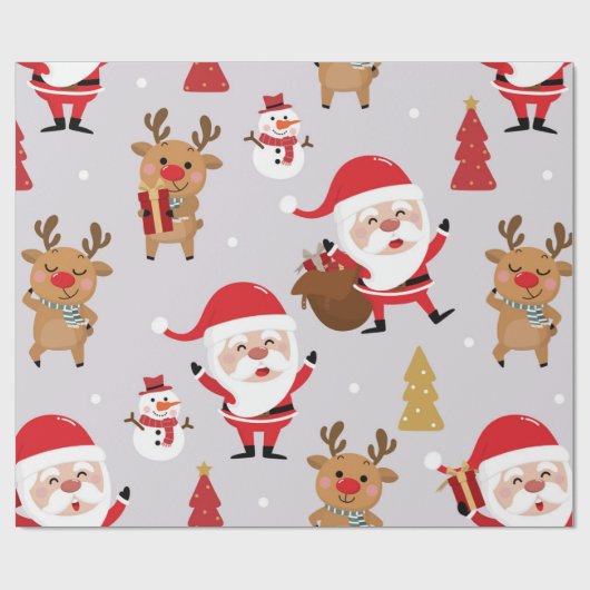 Sinterklaas en Sneeuwman Cadeaupapier (Vlak)