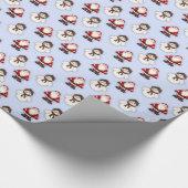 Sinterklaas en sneeuwman inpakpapier (blauw) (Hoek)