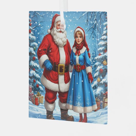 Sinterklaas en Sneeuwmeisje Glas Ornament (Voorkant links)