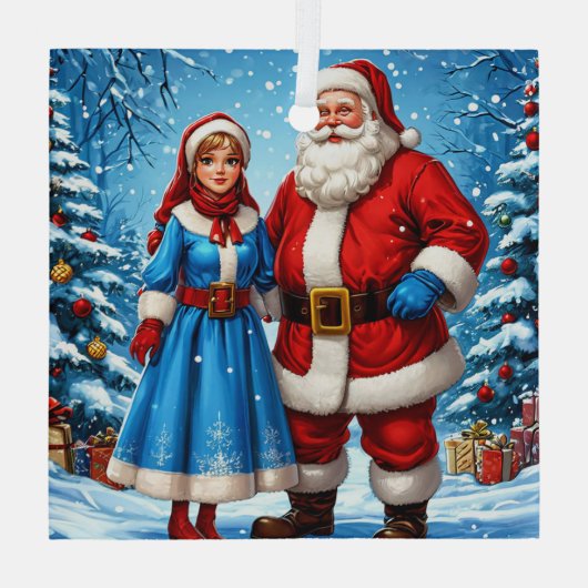 Sinterklaas en Sneeuwmeisje Glas Ornament (Achterkant)