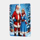 Sinterklaas en Sneeuwmeisje Metalen Ornament (Voorkant links)