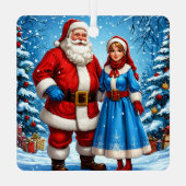 Sinterklaas en Sneeuwmeisje Metalen Ornament (Achterkant)