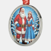 Sinterklaas en Sneeuwmeisje Metalen Ornament (Links)