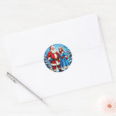 Sinterklaas en Sneeuwmeisje Ronde Sticker (Envelop)