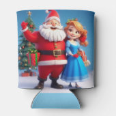 Sinterklaas en sneeuwmeisje vieren kerst blikjeskoeler (Achterkant)