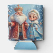 Sinterklaas en sneeuwmeisje vieren kerst blikjeskoeler (Achterkant)