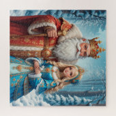 Sinterklaas en sneeuwmeisje vieren kerst legpuzzel (Horizontaal)