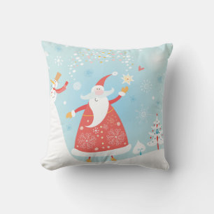 Sinterklaas en Snowman Sierkussen 16 x 16 inch