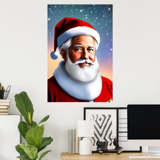 Sinterklaas en sterrennacht | AI Art Poster (Thuiskantoor)