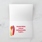 Sinterklaas en surfplanken Vrolijk kerststrand Feestdagen Kaart (Binnen)