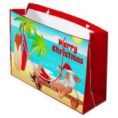 Sinterklaas en surfplanken Vrolijk kerststrand Groot Cadeauzakje (Achterkant Gekanteld)