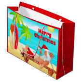 Sinterklaas en surfplanken Vrolijk kerststrand Groot Cadeauzakje (Voorkant Gekanteld)