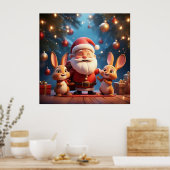 Sinterklaas en twee vrolijke konijnen poster (Keuken)