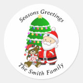 Sinterklaas en Vreugde Beer Kerstmis Ronde Sticker (Voorkant)