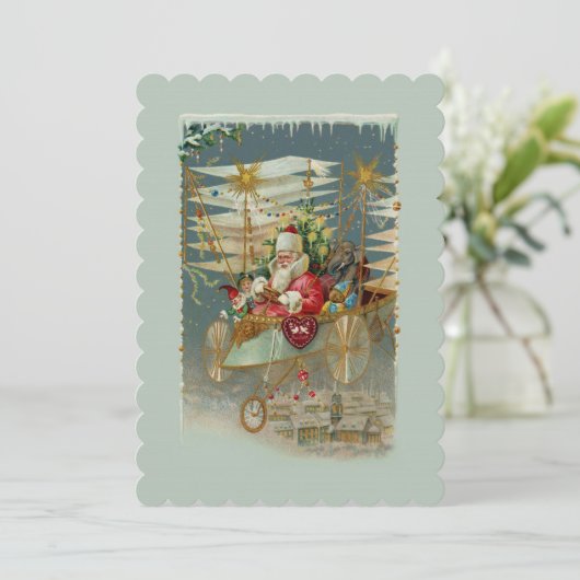 Sinterklaas en zijn Amazing Flying Machine Uitnodi Kaart (Staand voorkant)