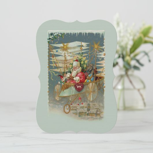 Sinterklaas en zijn Amazing Flying Machine Uitnodi Kaart (Staand voorkant)