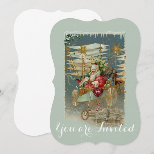 Sinterklaas en zijn Amazing Flying Machine Uitnodi Kaart (Voorkant / Achterkant)