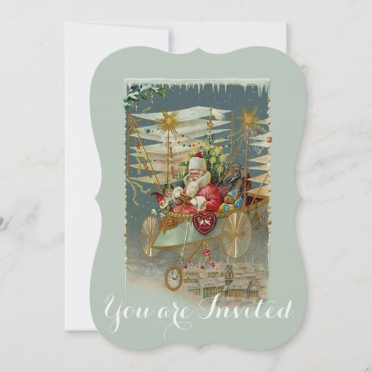 Sinterklaas en zijn Amazing Flying Machine Uitnodi Kaart (Voorkant)