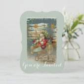 Sinterklaas en zijn Amazing Flying Machine Uitnodi Kaart (Staand voorkant)