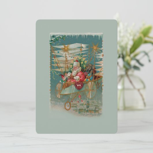 Sinterklaas en zijn Amazing Flying Machine Uitnodi Kaart (Staand voorkant)
