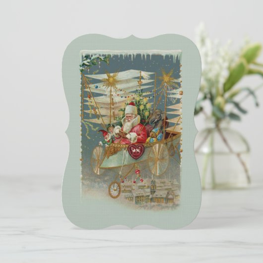 Sinterklaas en zijn Amazing Flying Machine Uitnodi Kaart (Staand voorkant)