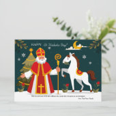 Sinterklaas en zijn paard Kerst kerstkaart (Staand voorkant)