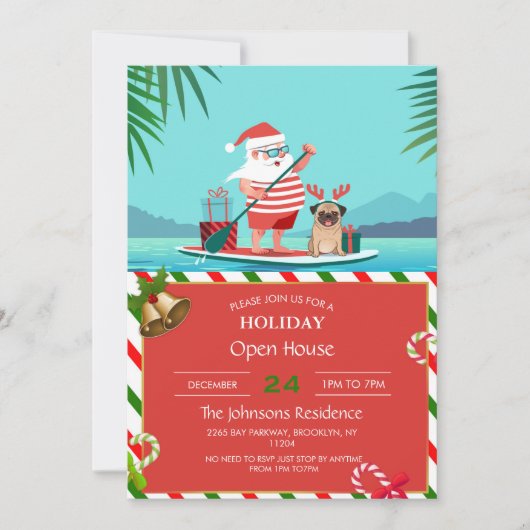 Sinterklaas en zijn pug op een surfbord kaart (Voorkant)