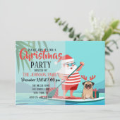 Sinterklaas en zijn pug op een surfbord kaart (Staand voorkant)