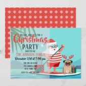 Sinterklaas en zijn pug op een surfbord kaart (Voorkant / Achterkant)